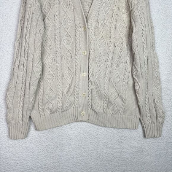 Aritzia Sunday Best Wool Blend Cable Knit Cardigan Sweater XS Cream Oversized - Picture 4 of 12